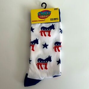 Democratic Party Patriotic Donkey Men's Size 6-12 Crazy Socks New in Packaging